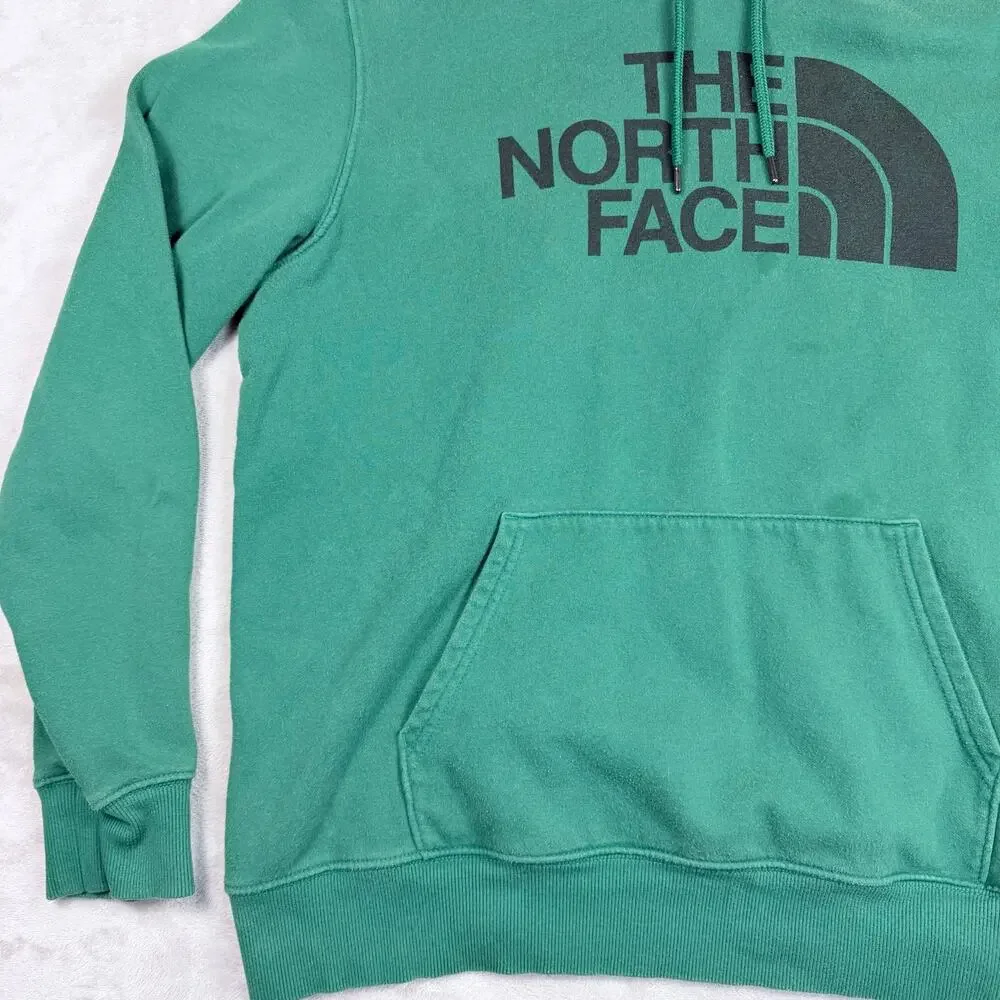 The North Face Vintage Mens Green Hoodie Drawstring Sweatshirt Size XL